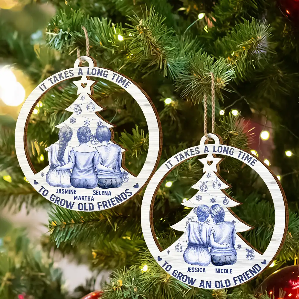 Toile De Jouy Christmas Grow An Old Friend - Personalized Custom Shaped Wooden Ornament - Image 6