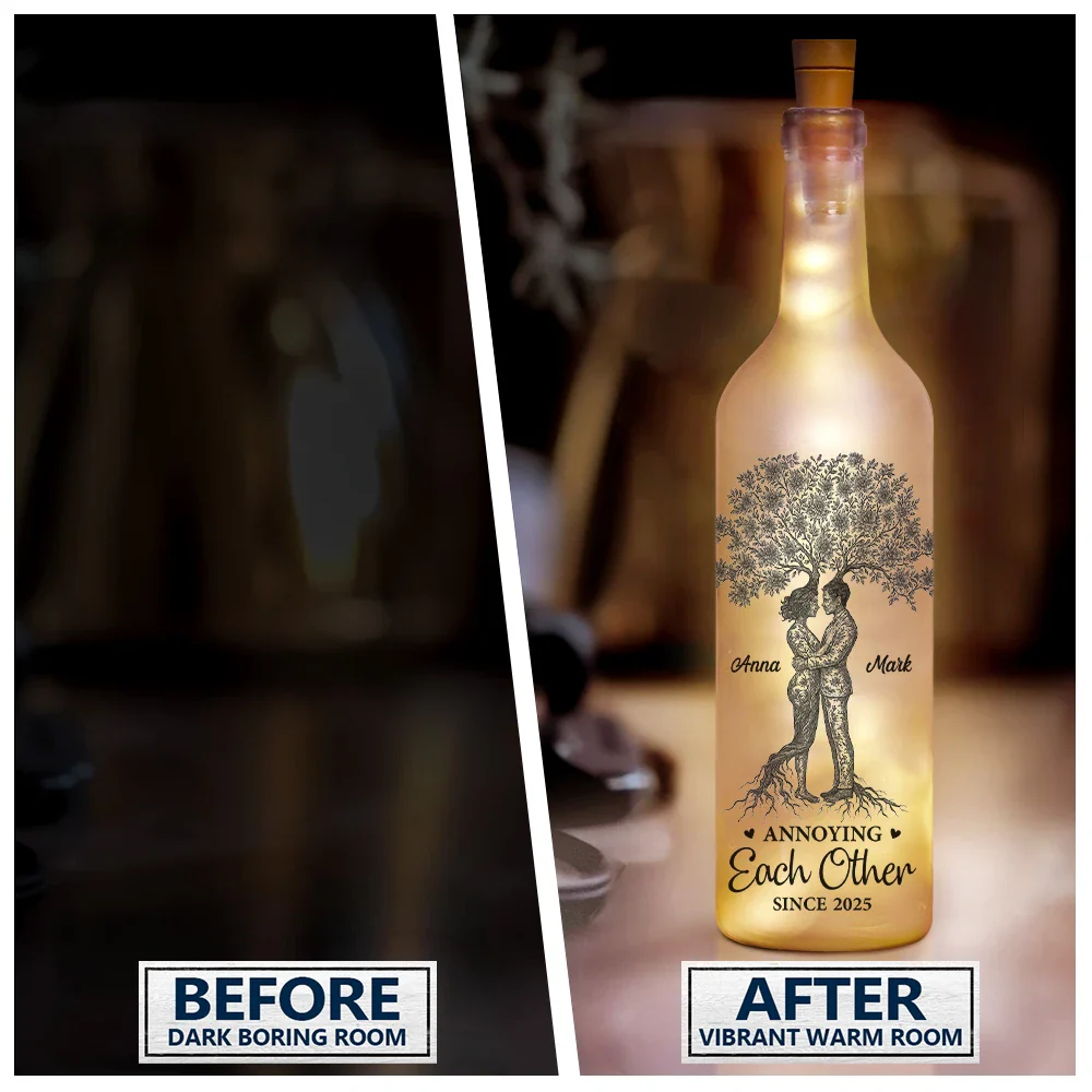 Toile De Jouy Couple You And Me We Got This - Personalized Bottle Light - Image 2