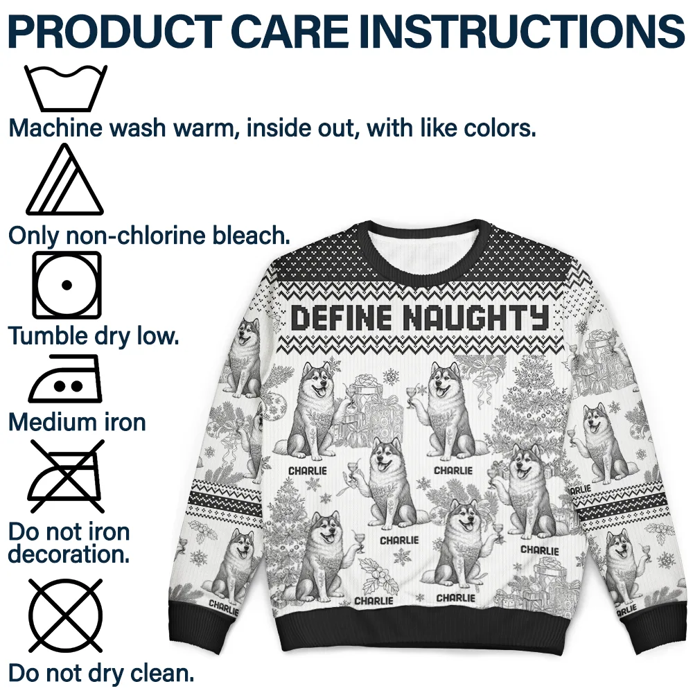 Toile De Jouy Feliz Navidog - Personalized Unisex Ugly Sweater - Image 7