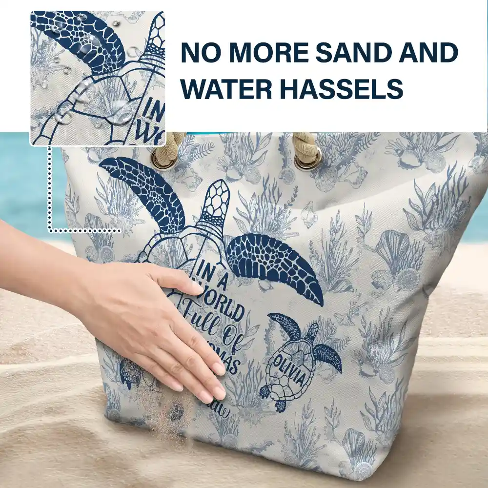 Toile De Jouy World Full Of Grandmas - Personalized Beach Bag - Image 6