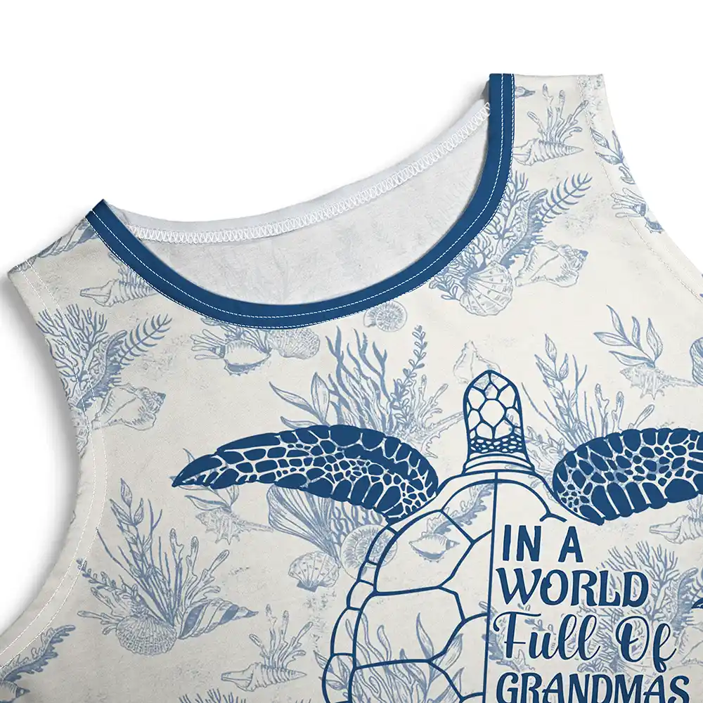 Toile De Jouy World Full Of Grandmas - Personalized Sleeveless Tank Dress - Image 5