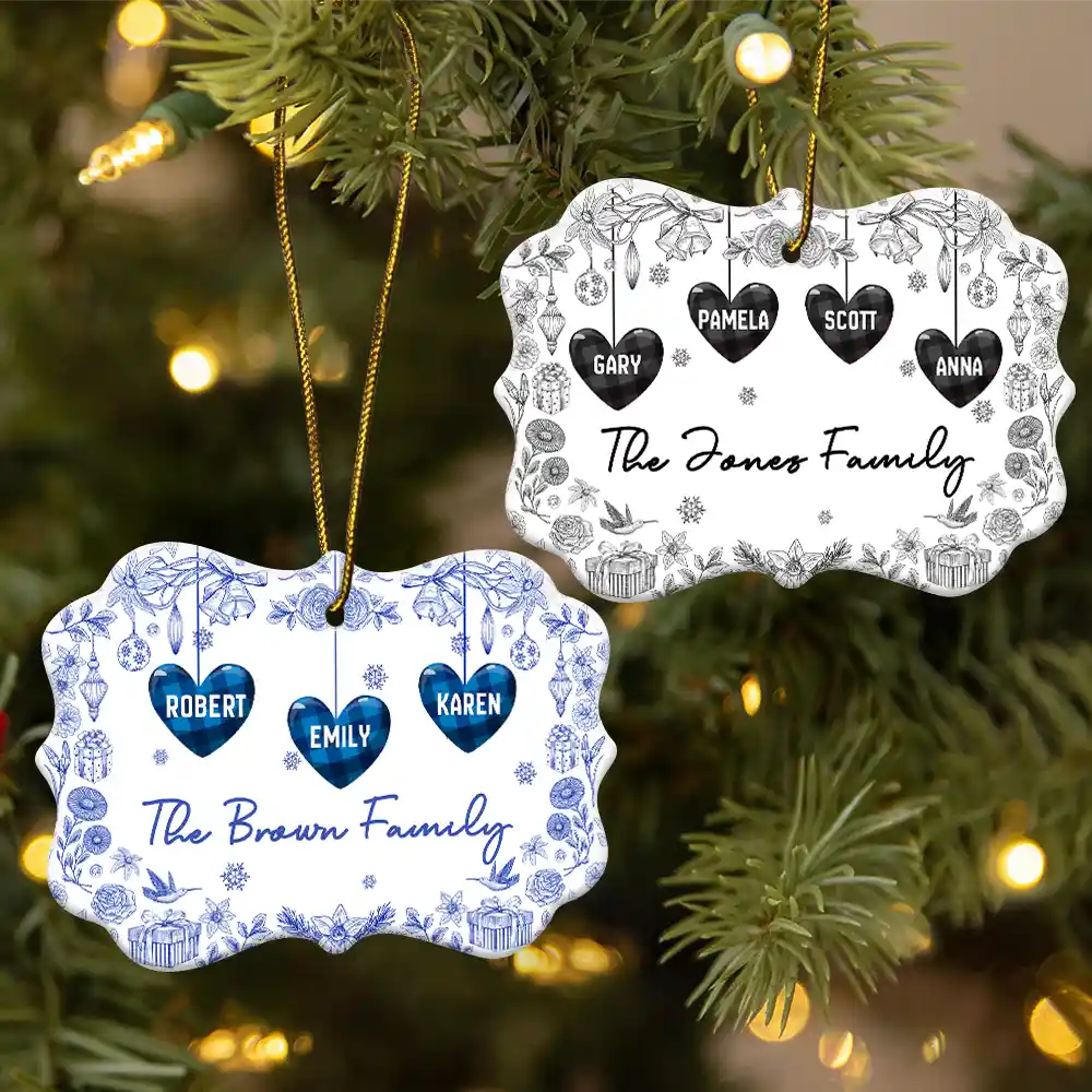 Toile Family - Personalized Medallion Ceramic Ornament - Image 2