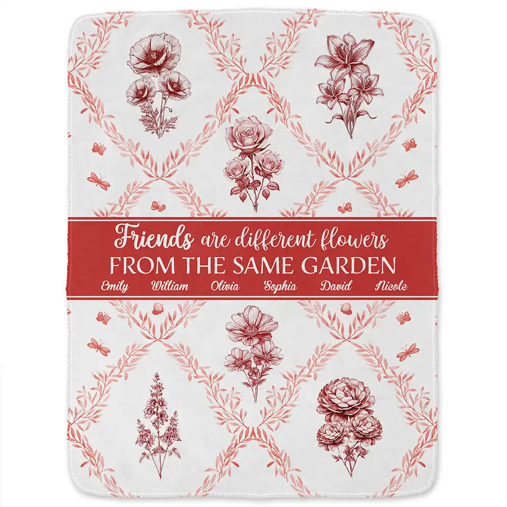 Toile Floral Bloom In The Garden - Personalized Fleece Blanket, Sherpa Blanket - Image 2