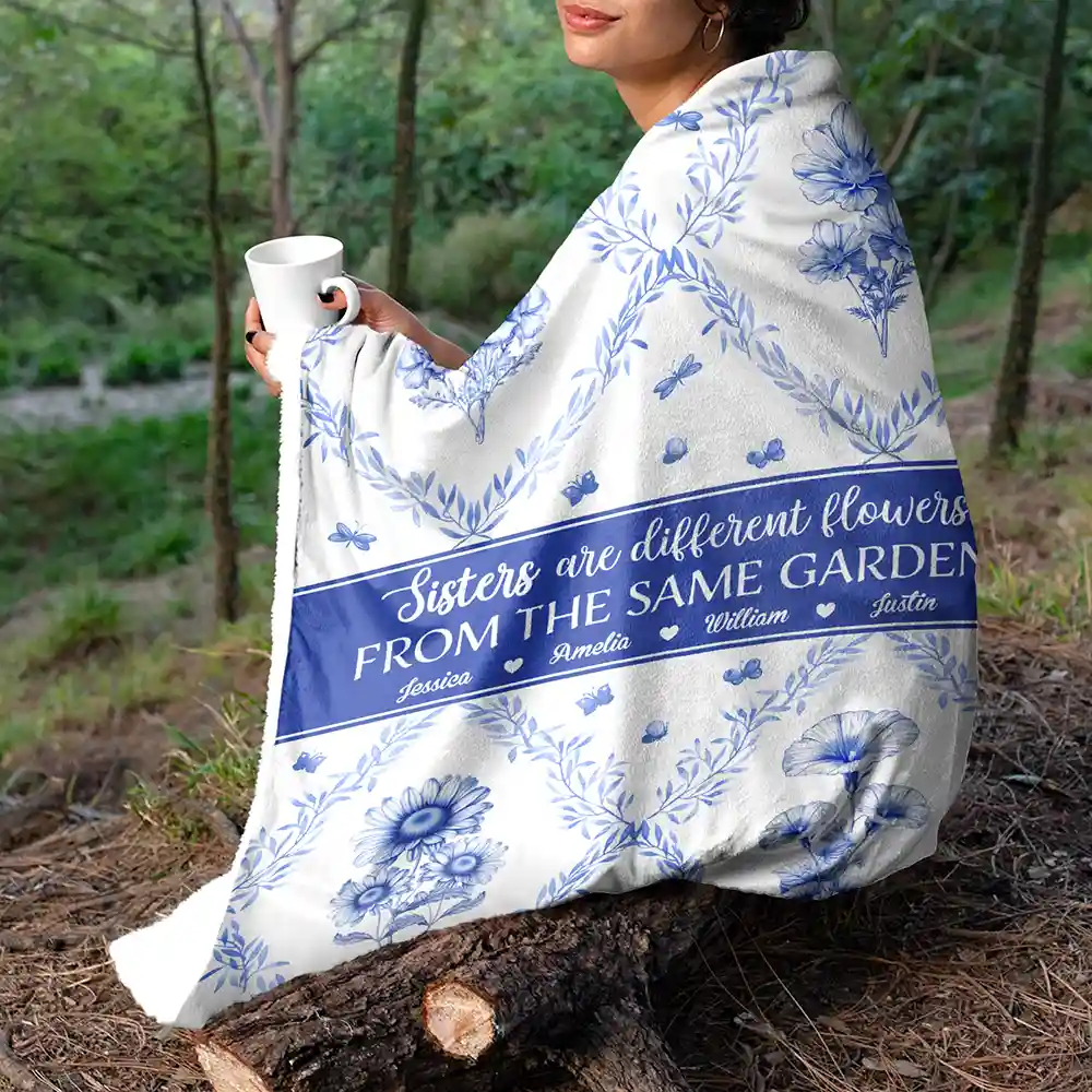 Toile Floral Bloom In The Garden - Personalized Fleece Blanket, Sherpa Blanket - Image 5