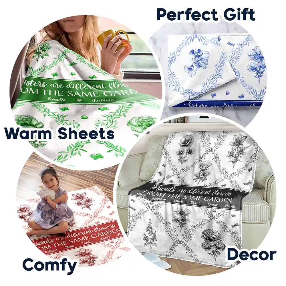 Toile Floral Bloom In The Garden - Personalized Fleece Blanket, Sherpa Blanket - Image 7