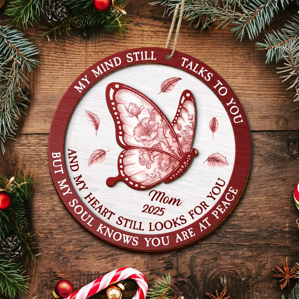 Toile Memorial Bird My Mind Still Talks To You - Personalized 2-Layered Wooden Ornament - Image 4