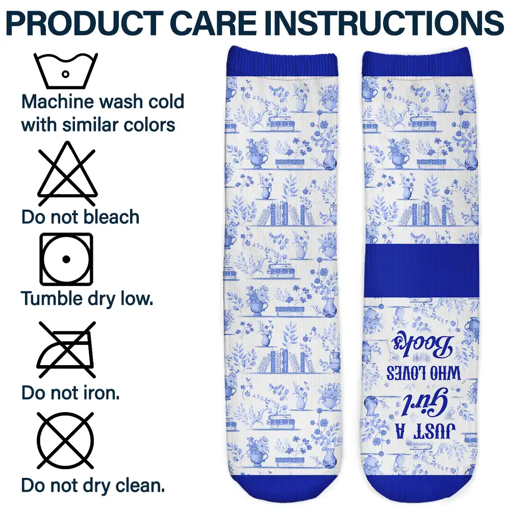 Toile Reading Woman Just A Girl Who Loves Books - Personalized Socks - Image 6