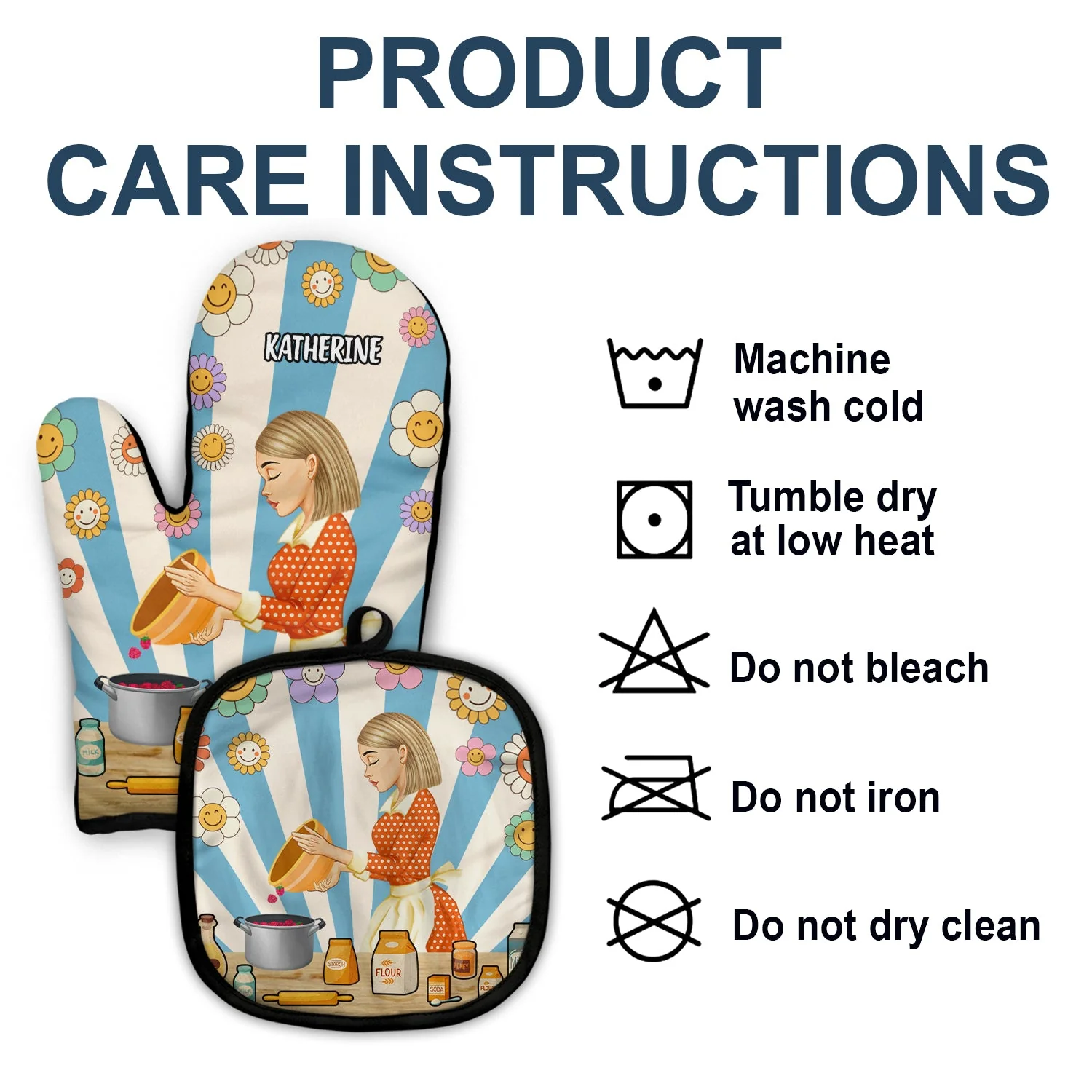 Too Hot To Handle - Gift For Women, Mom, Mother - Personalized Oven Mitts, Pot Holders - Image 4