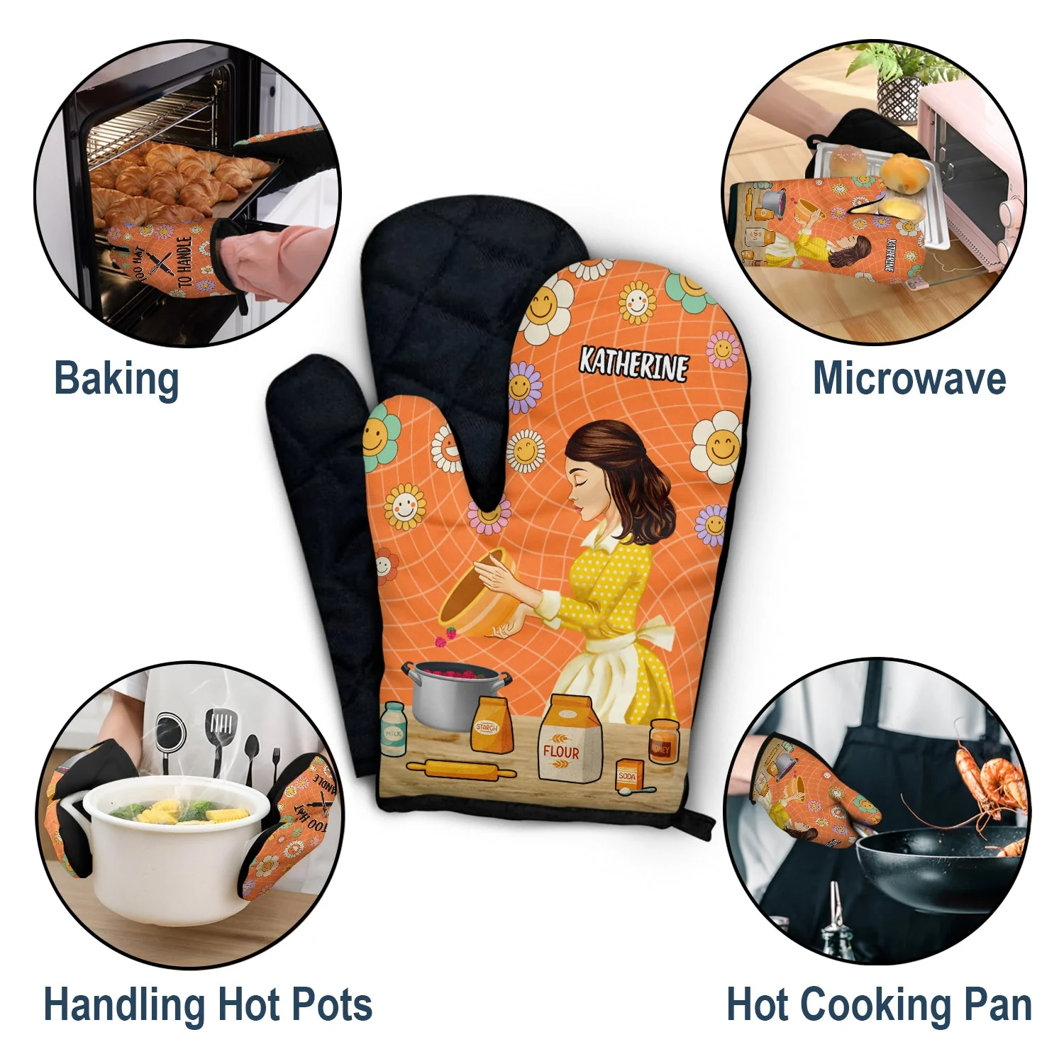 Too Hot To Handle - Gift For Women, Mom, Mother - Personalized Oven Mitts, Pot Holders - Image 5