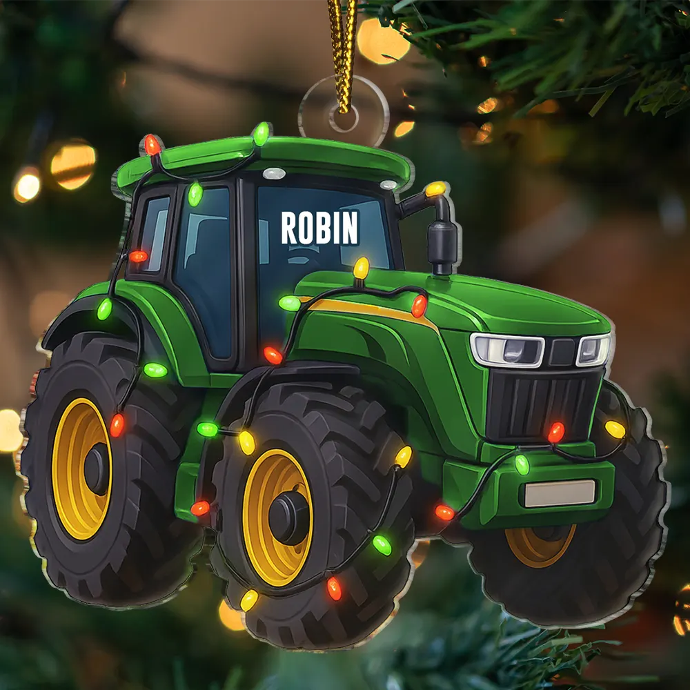 Tractor Christmas Decorations - Personalized Custom Shaped Acrylic Ornament - Image 3
