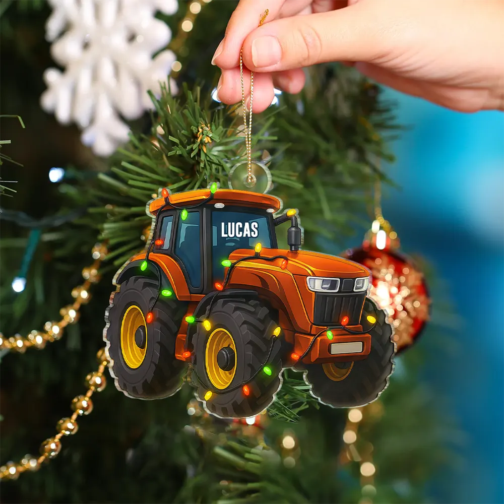 Tractor Christmas Decorations - Personalized Custom Shaped Acrylic Ornament - Image 4