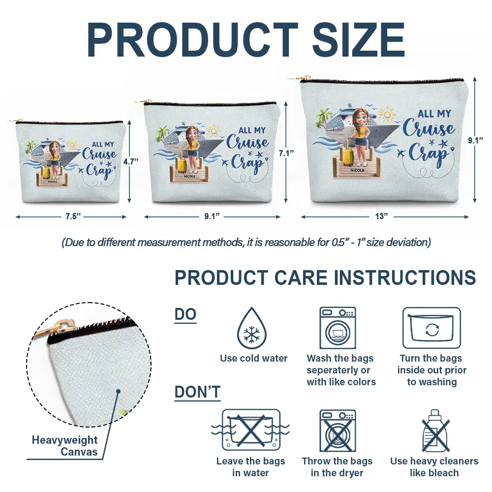 Travel All My Cruise Crap - Personalized Cosmetic Bag - Image 6