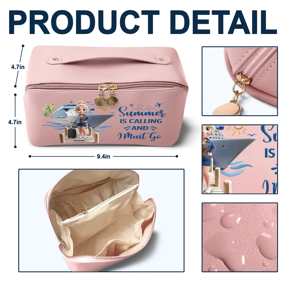 Travel All My Cruise Crap - Personalized Leather Makeup Bag - Image 4