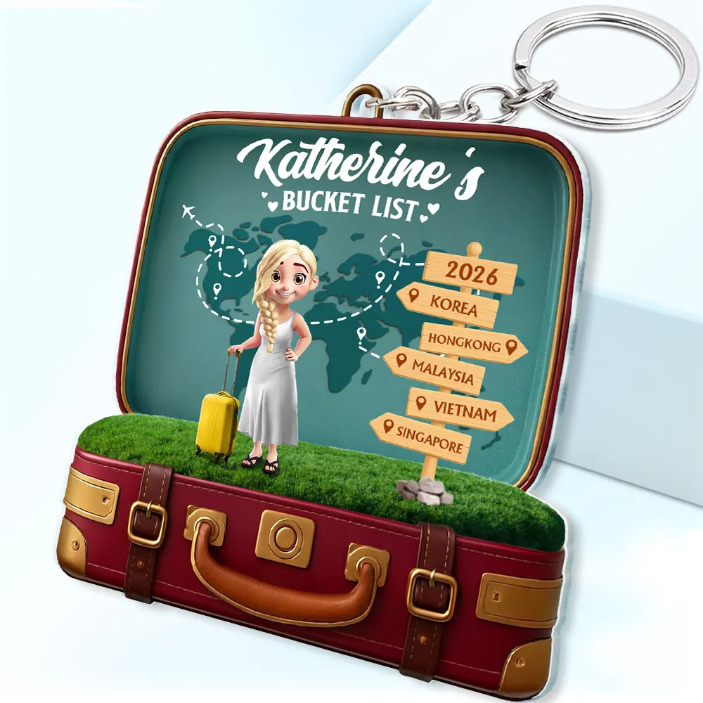 Travel Bucket List - Personalized Acrylic Keychain - Image 2
