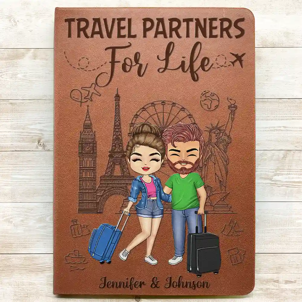 Travel Couple To A Lifetime Of Adventures Together - Personalized Leather Journal - Image 3