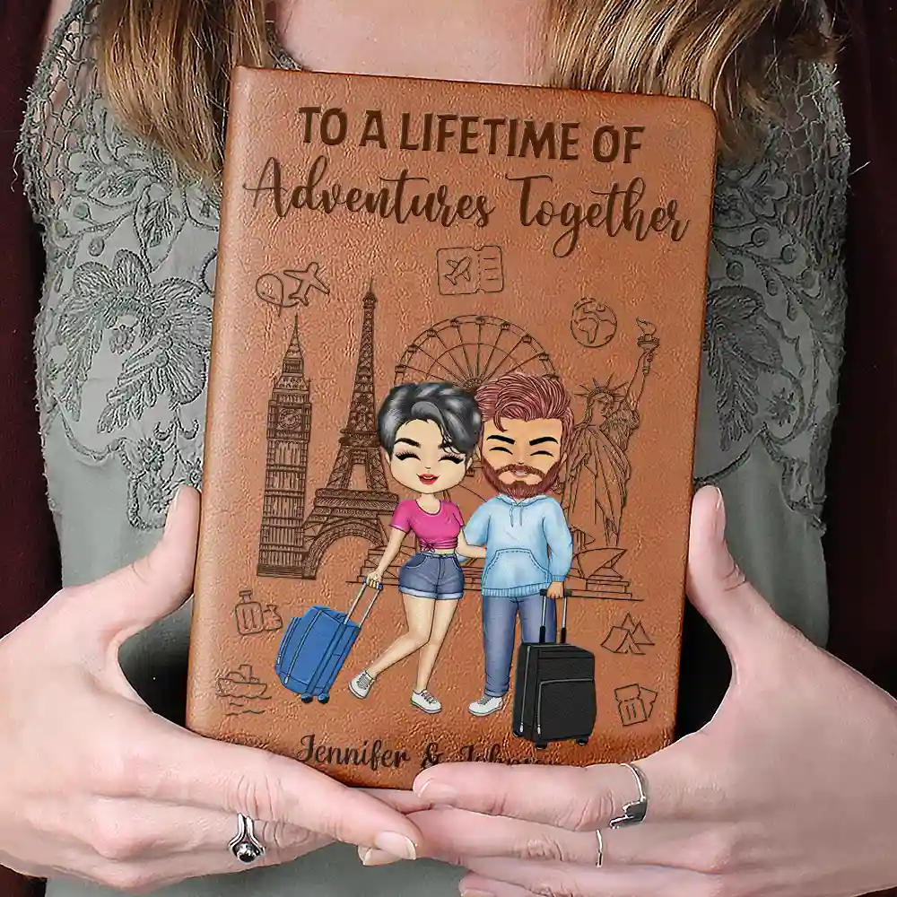 Travel Couple To A Lifetime Of Adventures Together - Personalized Leather Journal - Image 4