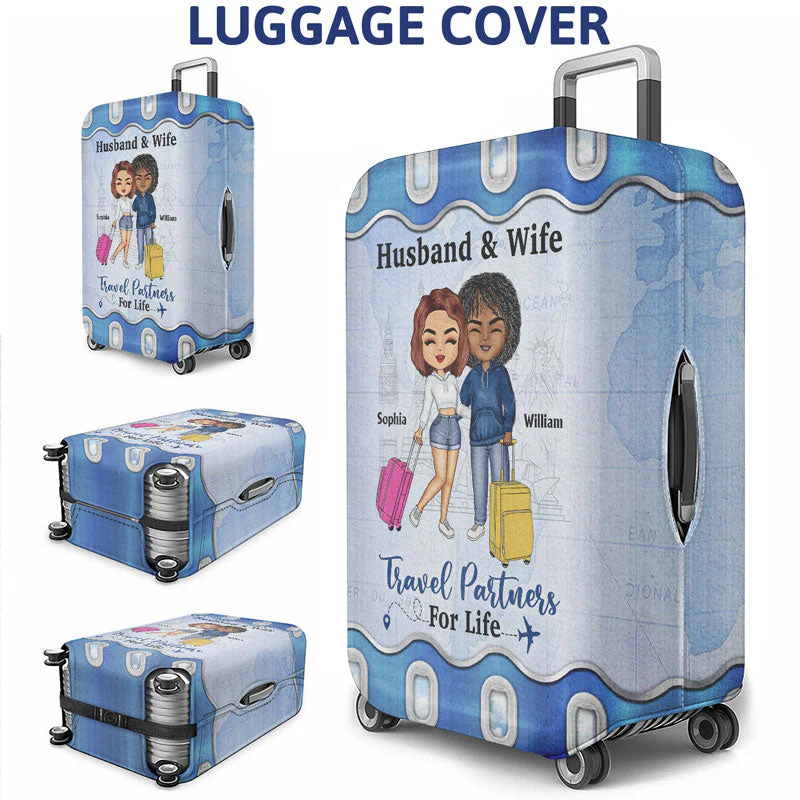 Travel Couple Travel Partners For Life - Couple Gift - Personalized Custom Luggage Cover - Image 3