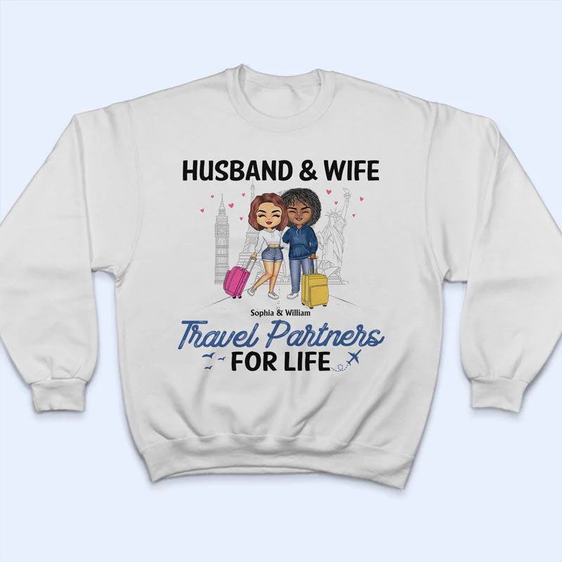 Travel Couple Travel Partners For Life - Couple Gift - Personalized Custom T Shirt - Image 5