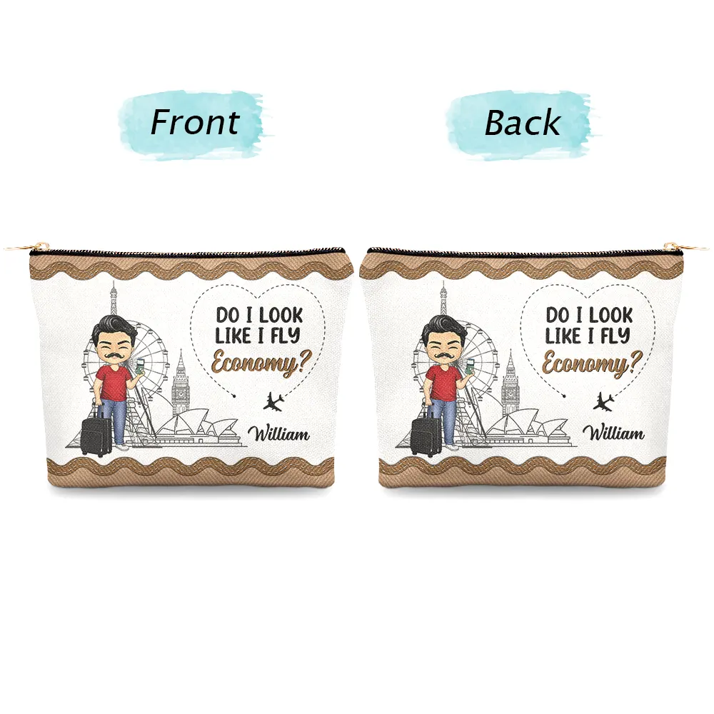 Travel Do I Look Like I Fly Economy - Personalized Cosmetic Bag - Image 4