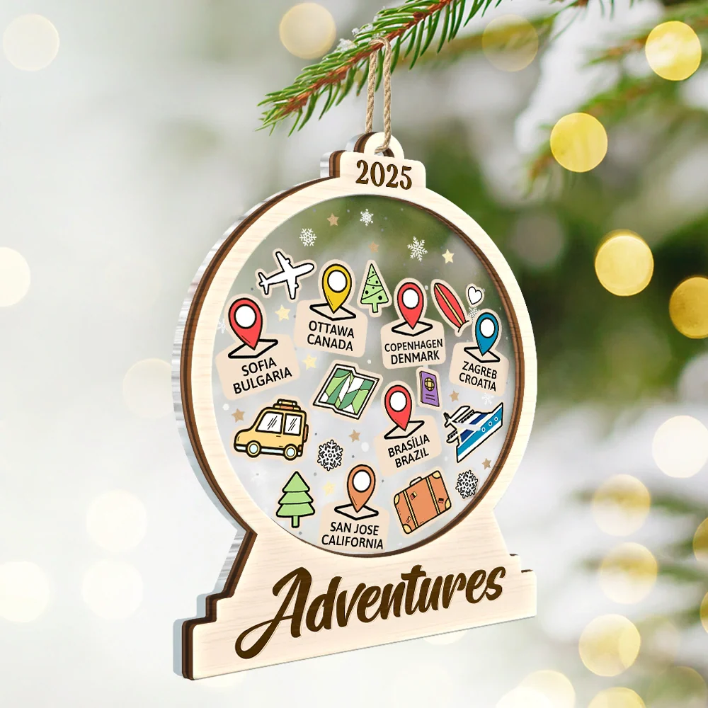 Travel Goal, Destination Of The Year - Personalized 2-Layered Mix Ornament - Image 2