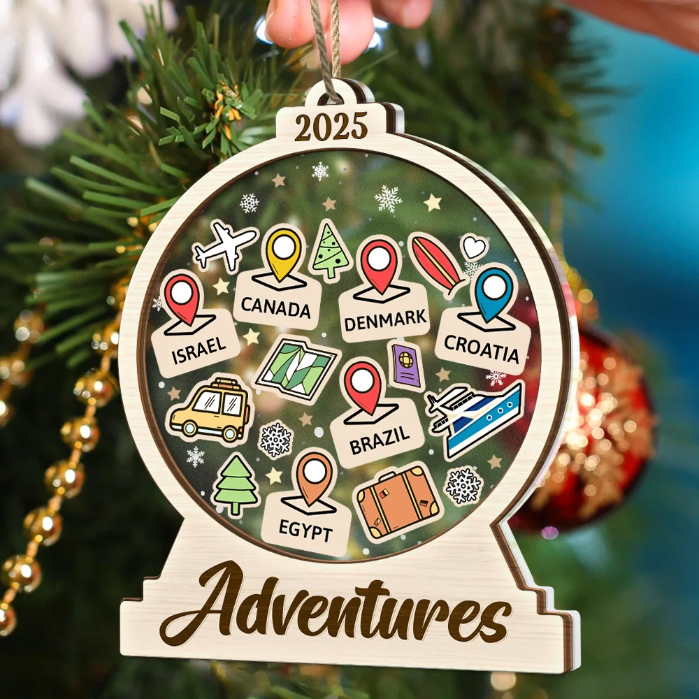 Travel Goal, Destination Of The Year - Personalized 2-Layered Mix Ornament - Image 4