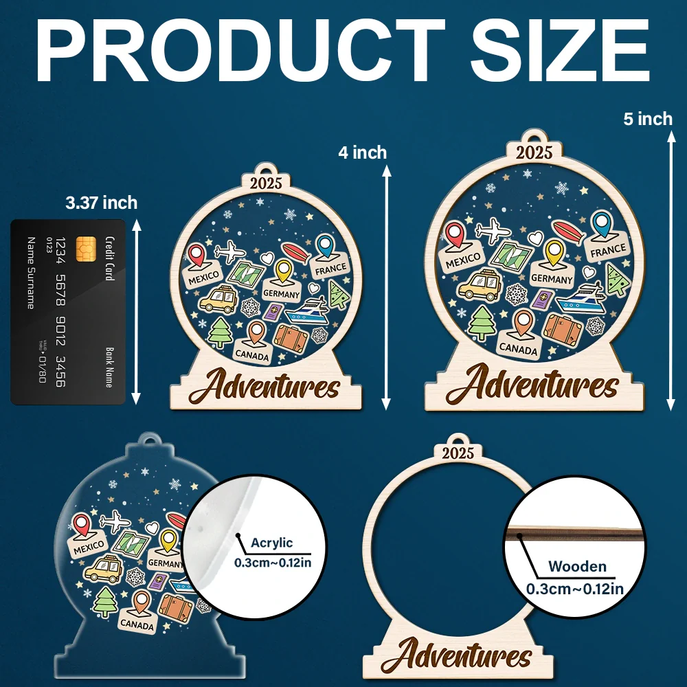 Travel Goal, Destination Of The Year - Personalized 2-Layered Mix Ornament - Image 5