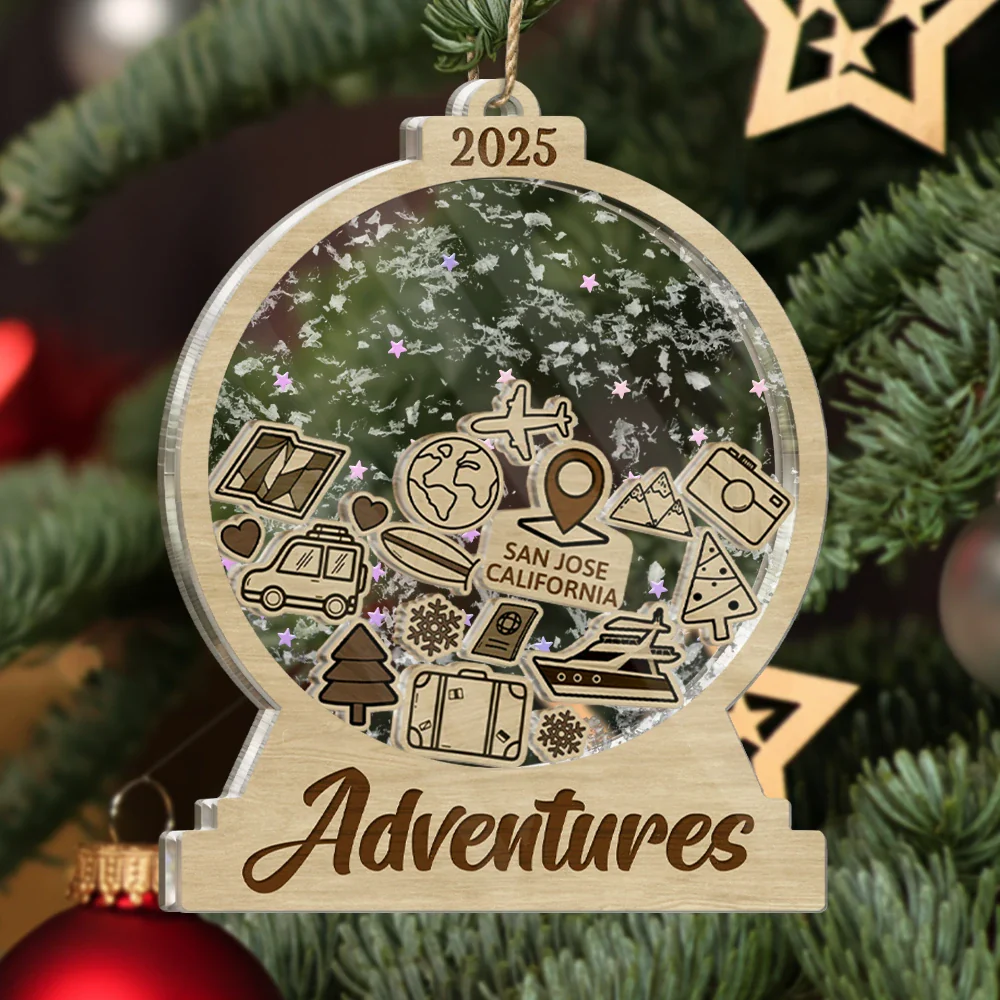 Travel Goal, Destination Of The Year - Personalized 3-Layered Acrylic Shaker Ornament - Image 3