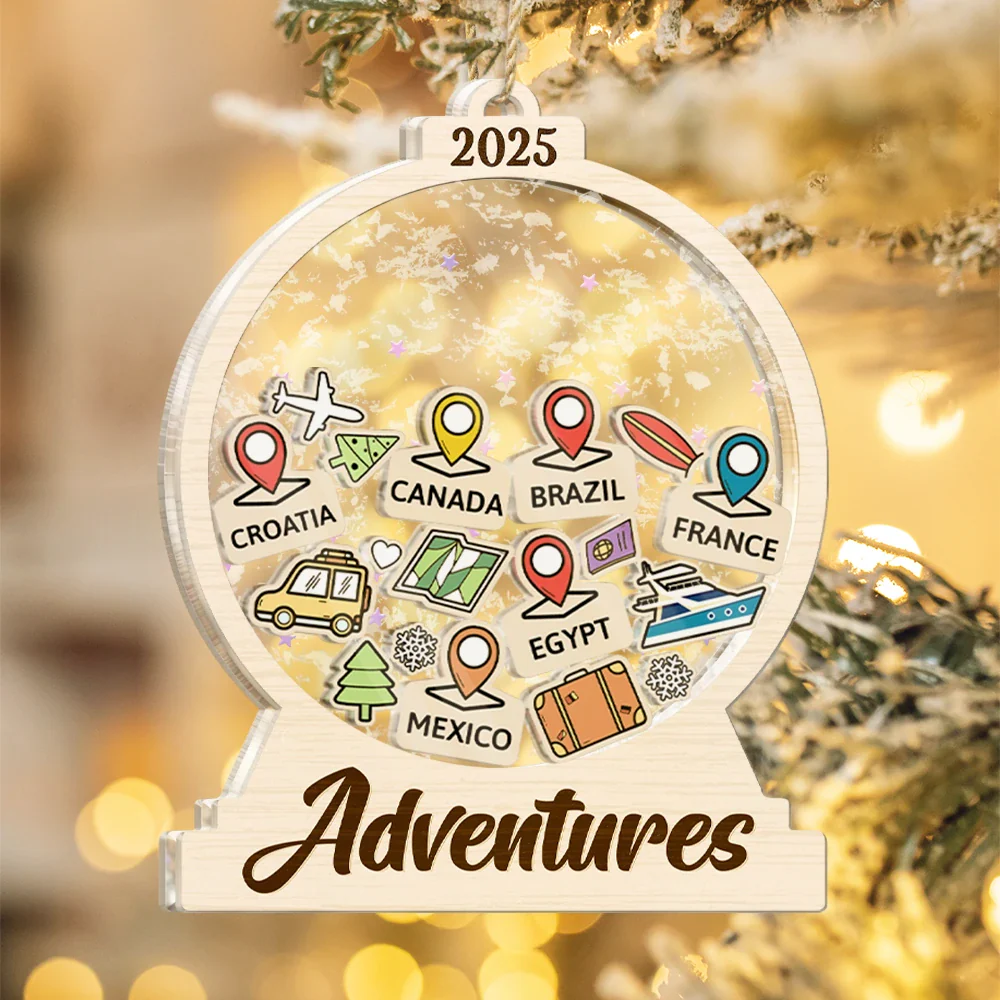 Travel Goal, Destination Of The Year - Personalized 3-Layered Acrylic Shaker Ornament - Image 4