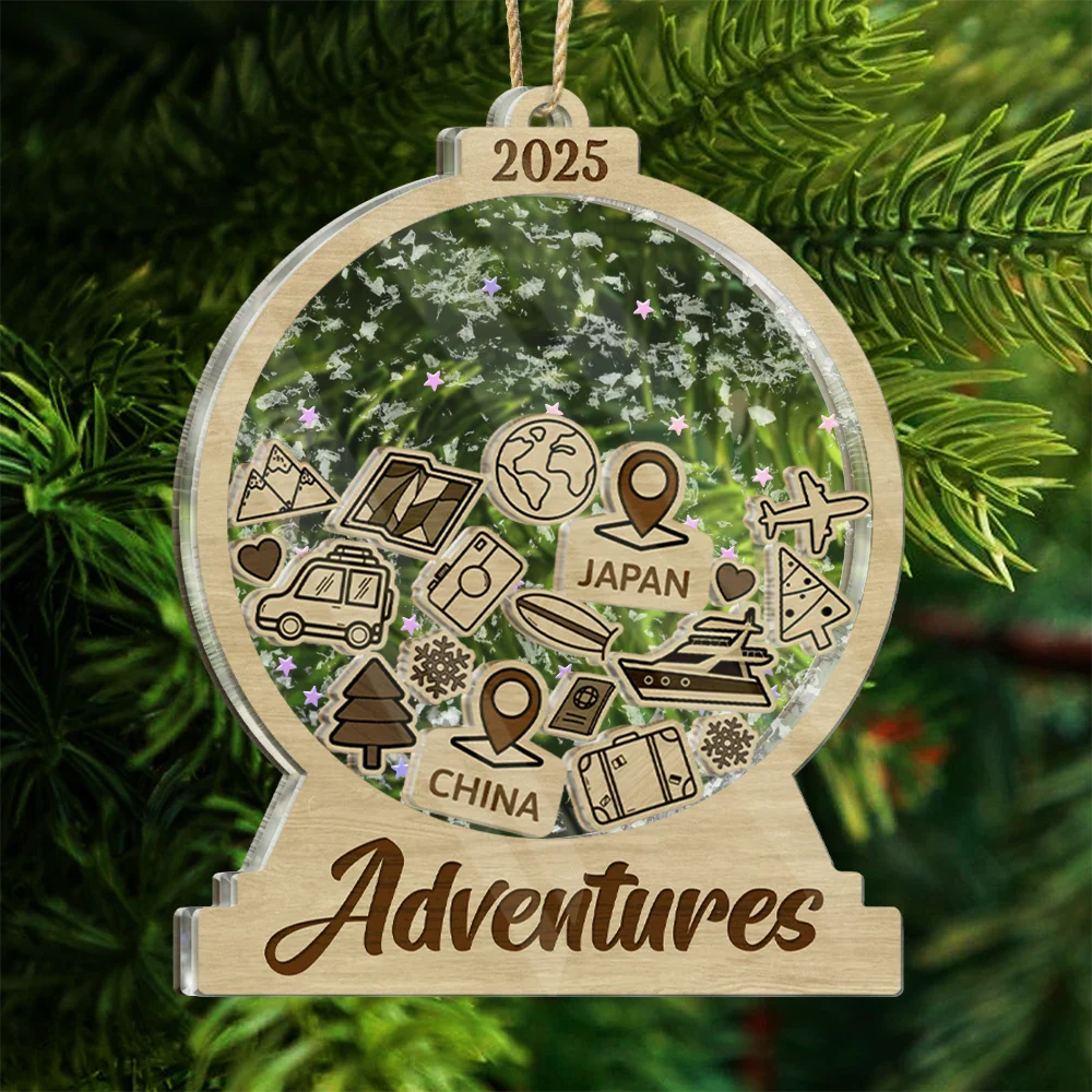 Travel Goal, Destination Of The Year - Personalized 3-Layered Acrylic Shaker Ornament - Image 6