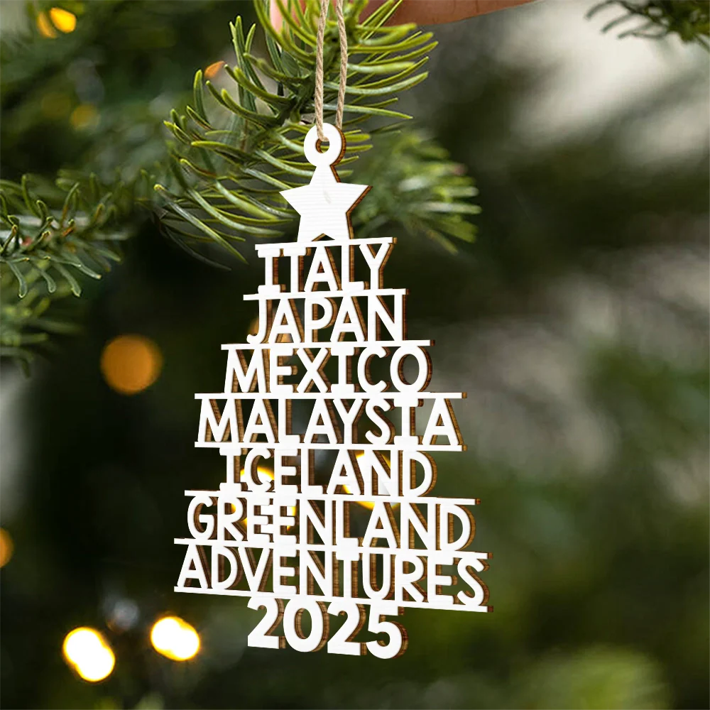 Travel Goal Destination Of The Year - Personalized Custom Shaped Wooden Ornament - Image 2