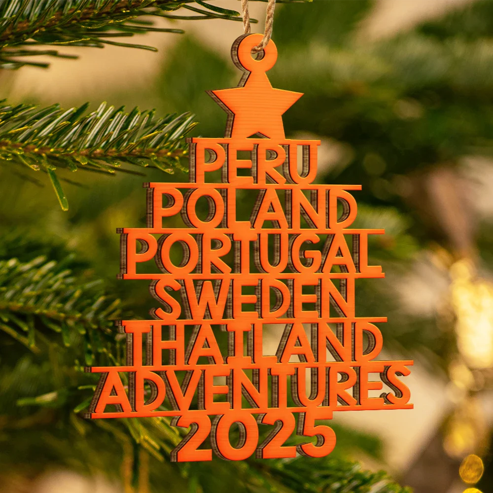 Travel Goal Destination Of The Year - Personalized Custom Shaped Wooden Ornament - Image 3