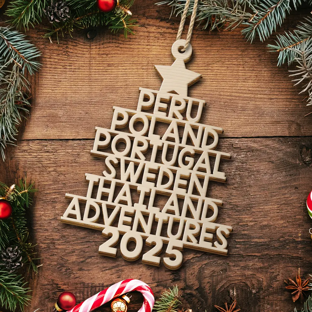 Travel Goal Destination Of The Year - Personalized Custom Shaped Wooden Ornament - Image 5