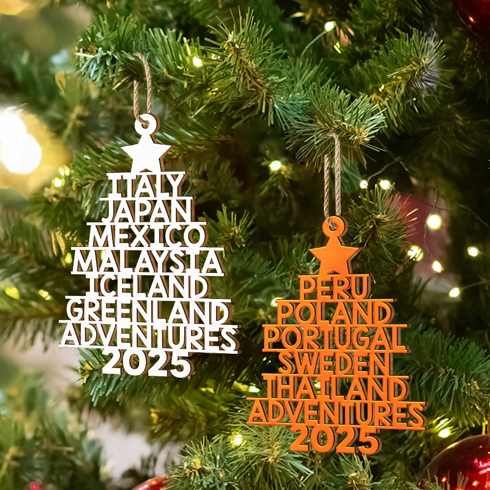 Travel Goal Destination Of The Year - Personalized Custom Shaped Wooden Ornament - Image 6