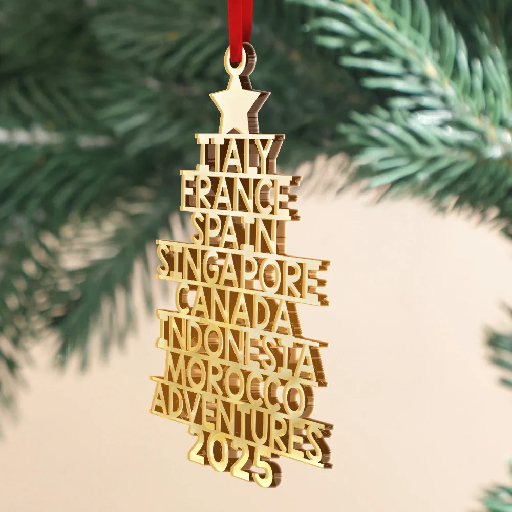Travel Goal Destination Of The Year - Personalized DIY Mirror Acrylic Ornament - Image 2