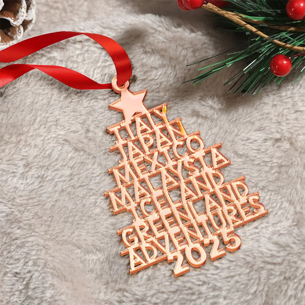 Travel Goal Destination Of The Year - Personalized DIY Mirror Acrylic Ornament - Image 3
