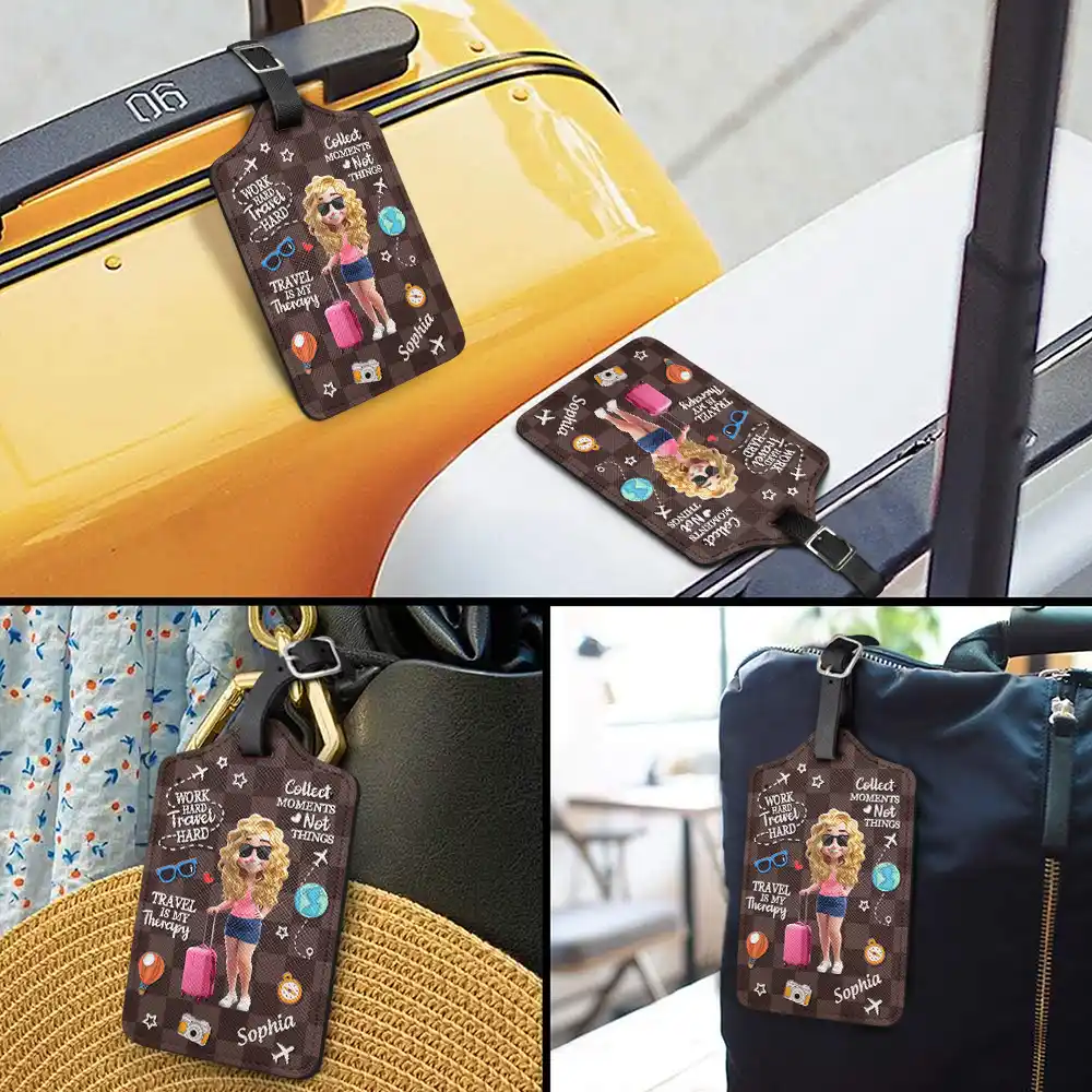 Travel Is My Therapy 3D Effect - Personalized Luggage Tag - Image 3