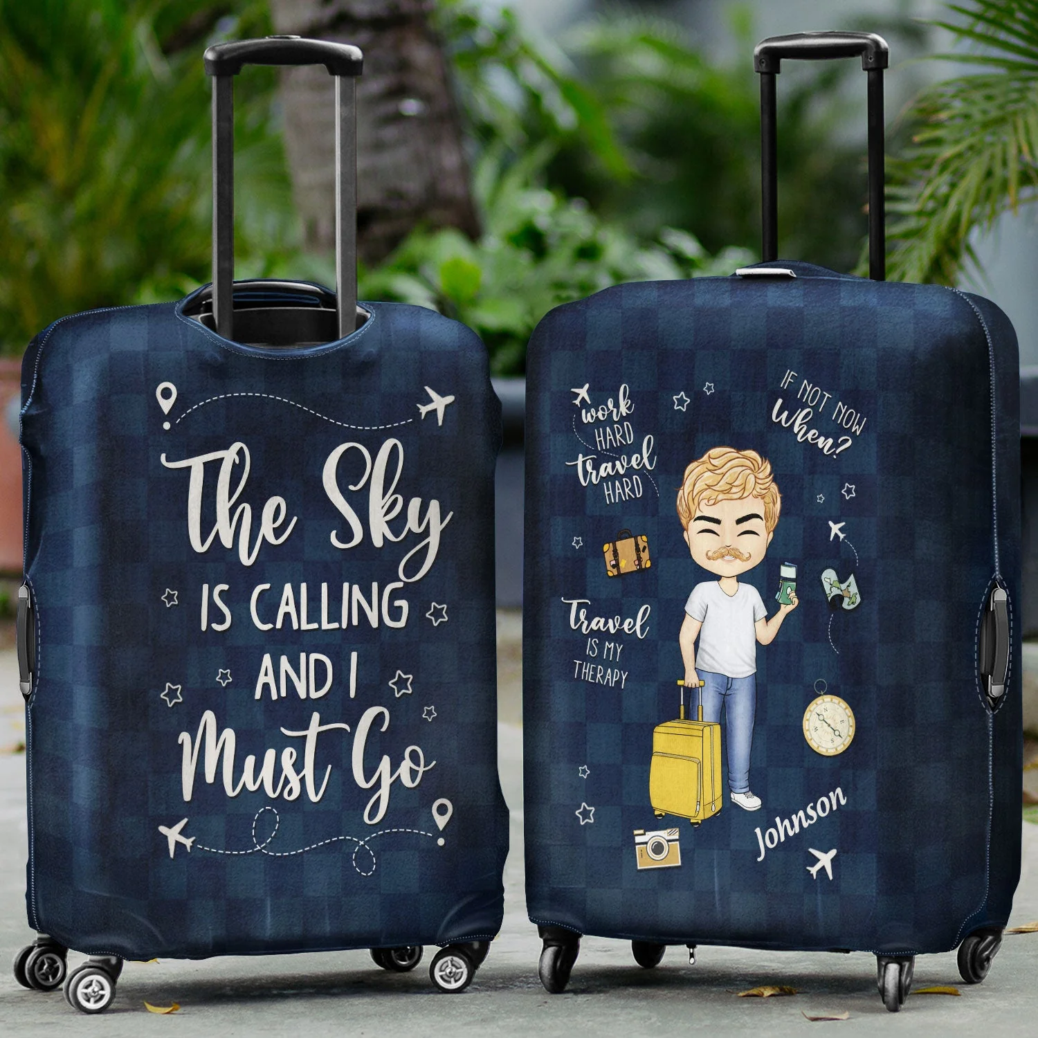 Travel Is My Therapy - Gift For Travellers, Travelling Lovers, Him, Her - Personalized Luggage Cover - Image 2