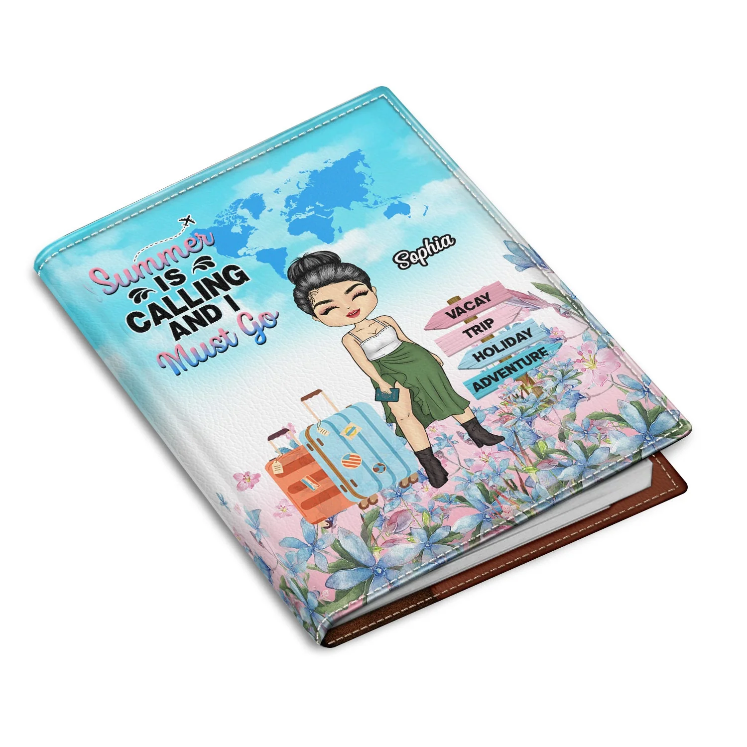 Travel Living My Best Life Floral - Gift For Traveling Lovers - Personalized Custom Passport Cover, Passport Holder - Image 2
