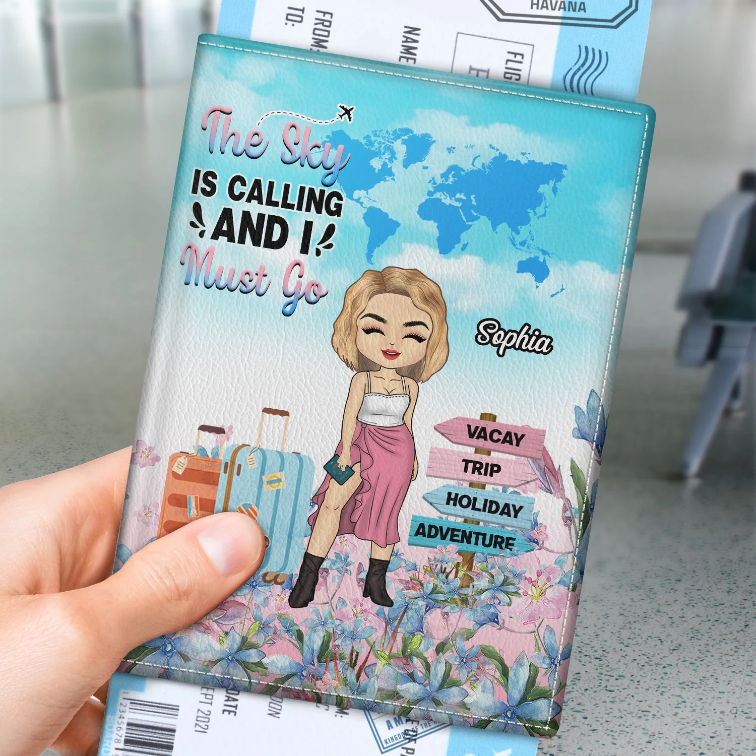 Travel Living My Best Life Floral - Gift For Traveling Lovers - Personalized Custom Passport Cover, Passport Holder - Image 3