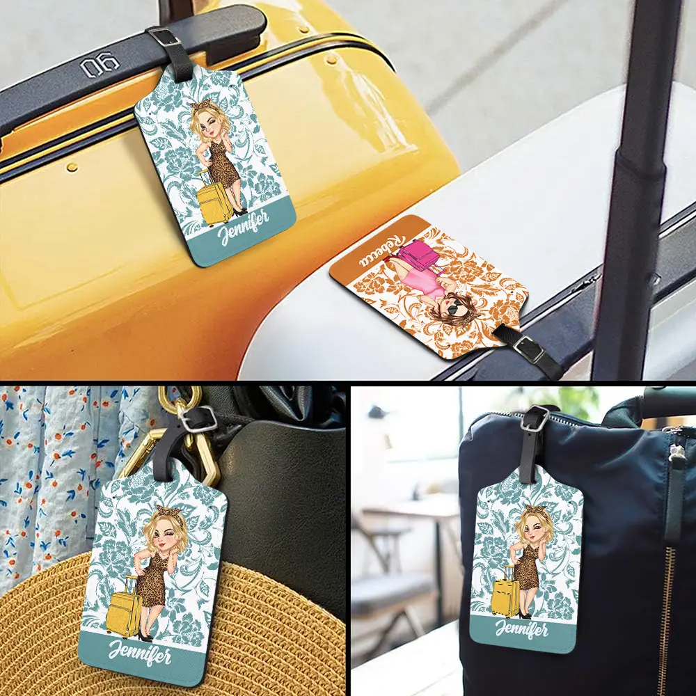 Travel Lovers Floral Pattern - Personalized Luggage Tag - Image 3
