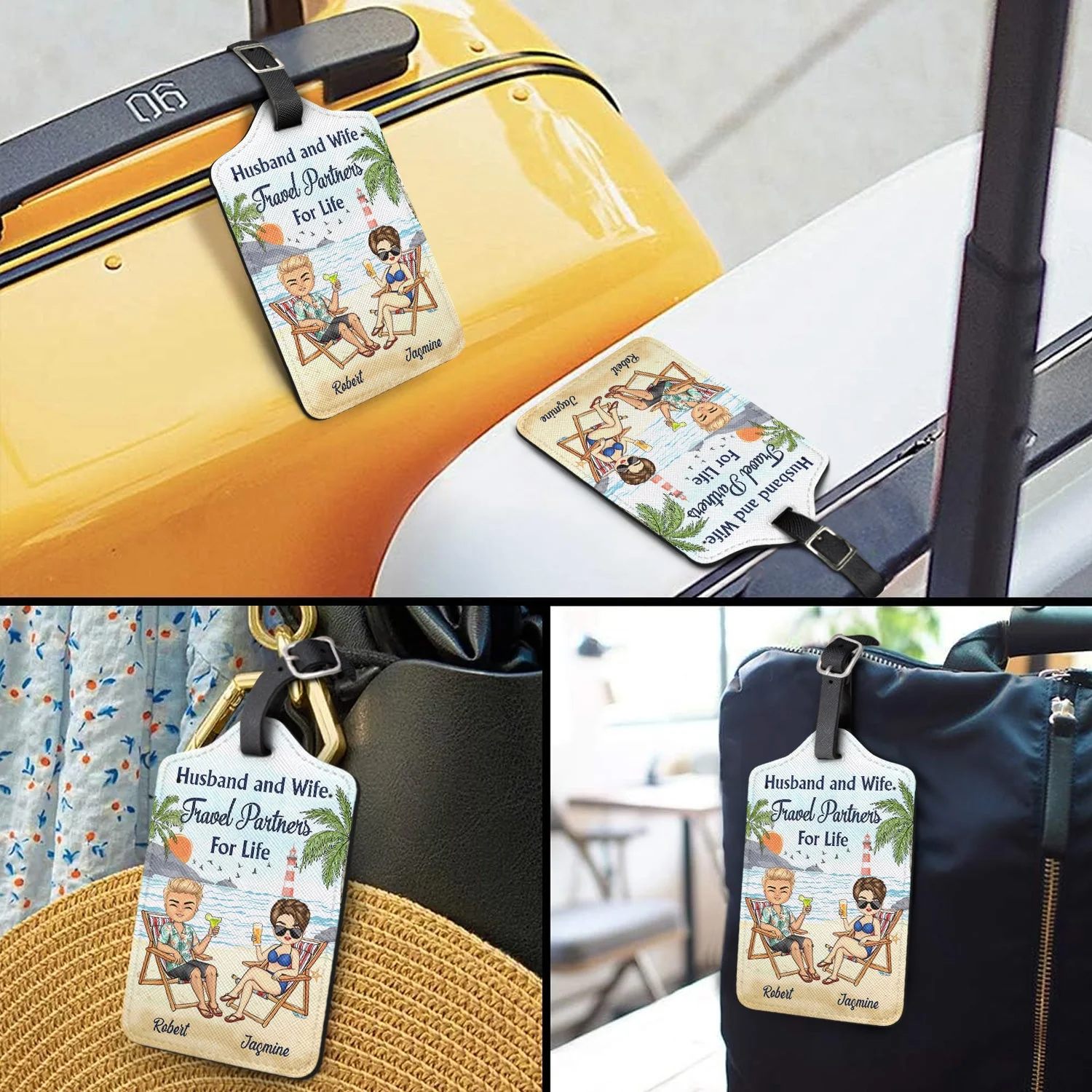 Travel Partners For Life - Gift For Travel Couples - Personalized Luggage Tag - Image 3
