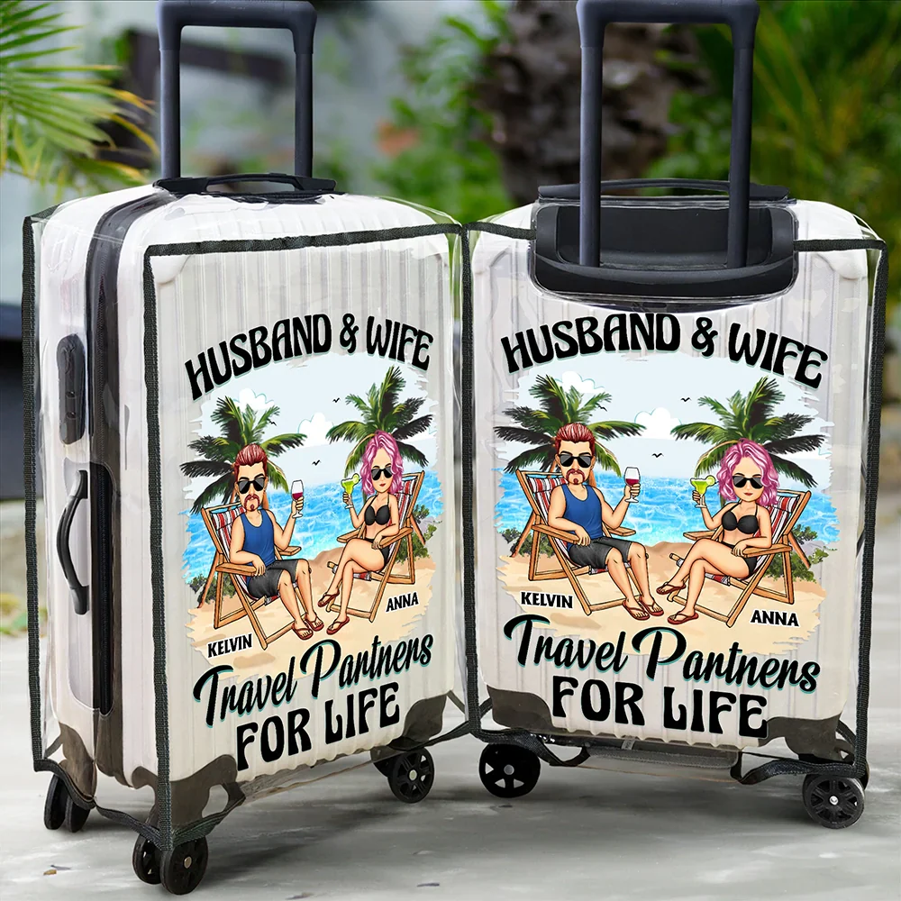 Travel Partners For Life - Personalized Clear Luggage Cover - Image 2