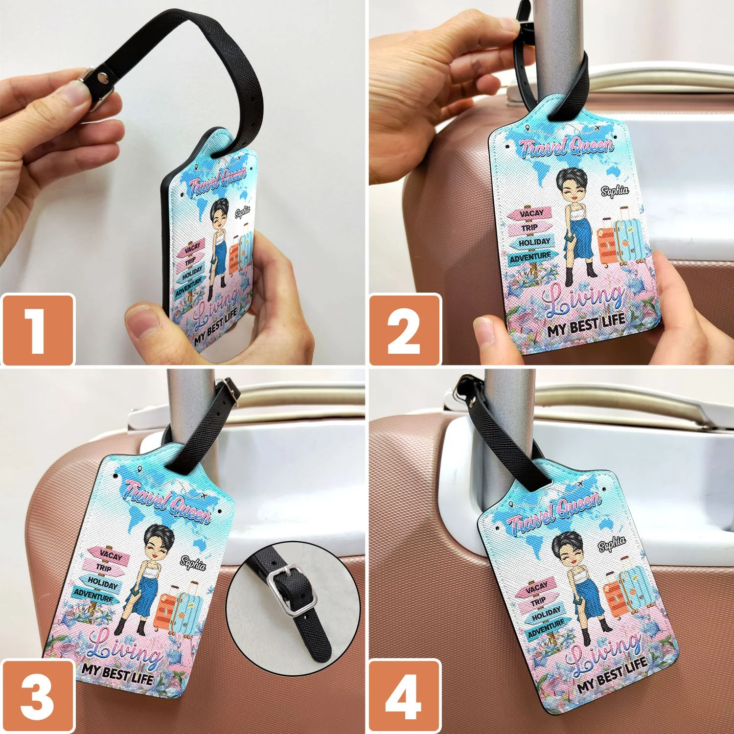 Travel Queen - Gift For Traveling Lovers - Personalized Luggage Tag - Image 6