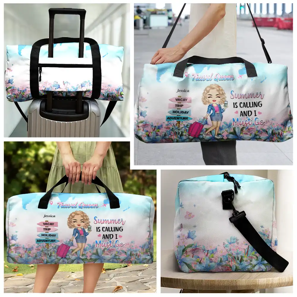 Travel Queen Living My Best Life - Personalized Duffle Bag - Image 3