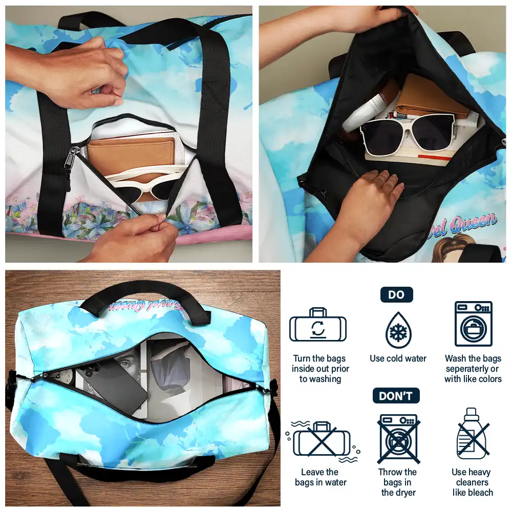 Travel Queen Living My Best Life - Personalized Duffle Bag - Image 5
