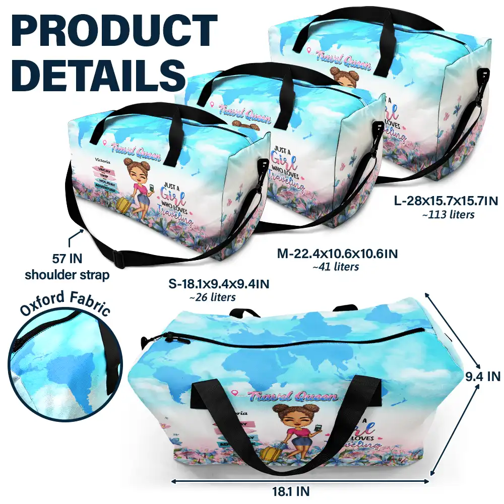 Travel Queen Living My Best Life - Personalized Duffle Bag - Image 6