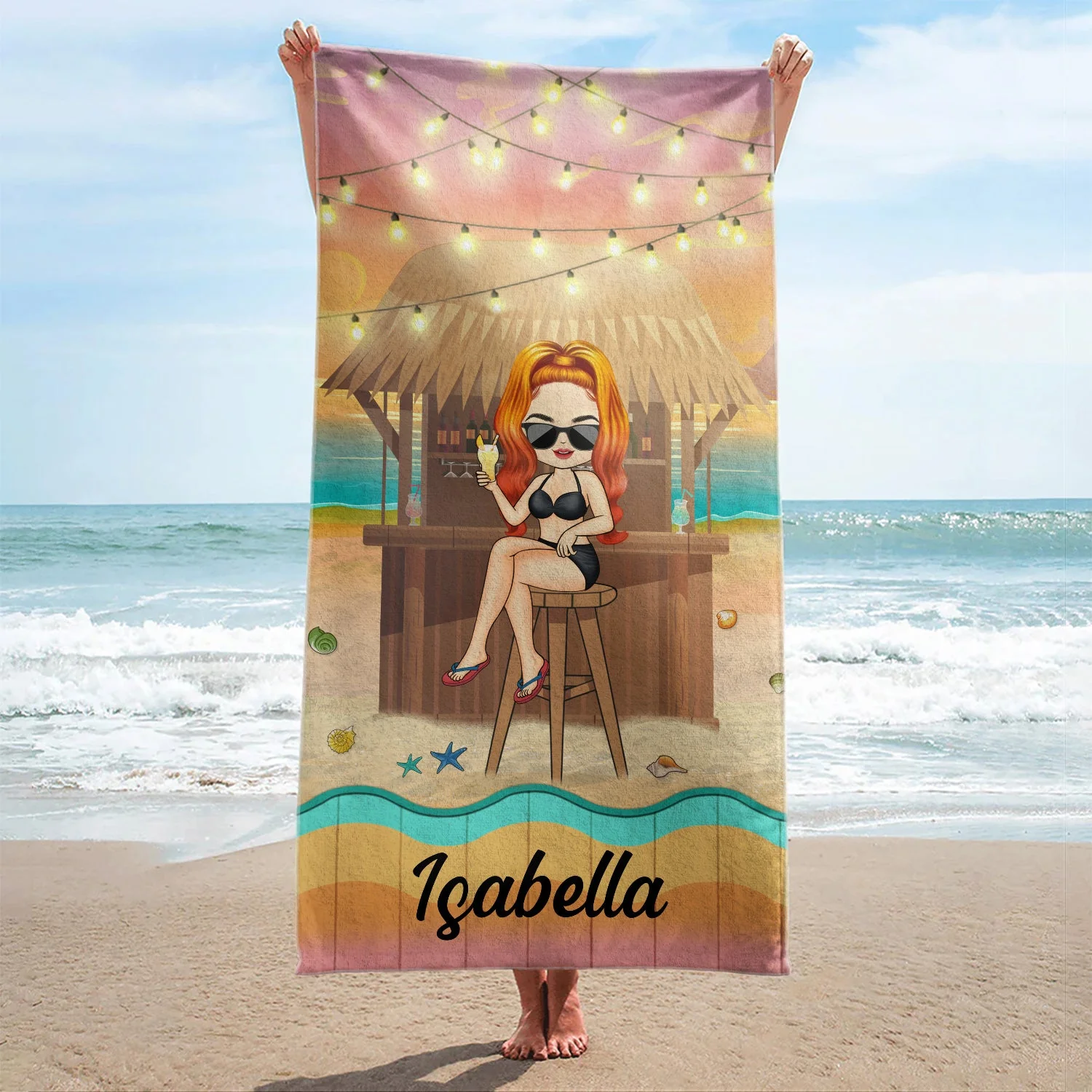 Traveling Beach Bar Poolside Swimming Picnic Vacation - Birthday, Funny Gift For Her, Him, Besties, Family - Personalized Custom Beach Towel - Image 2