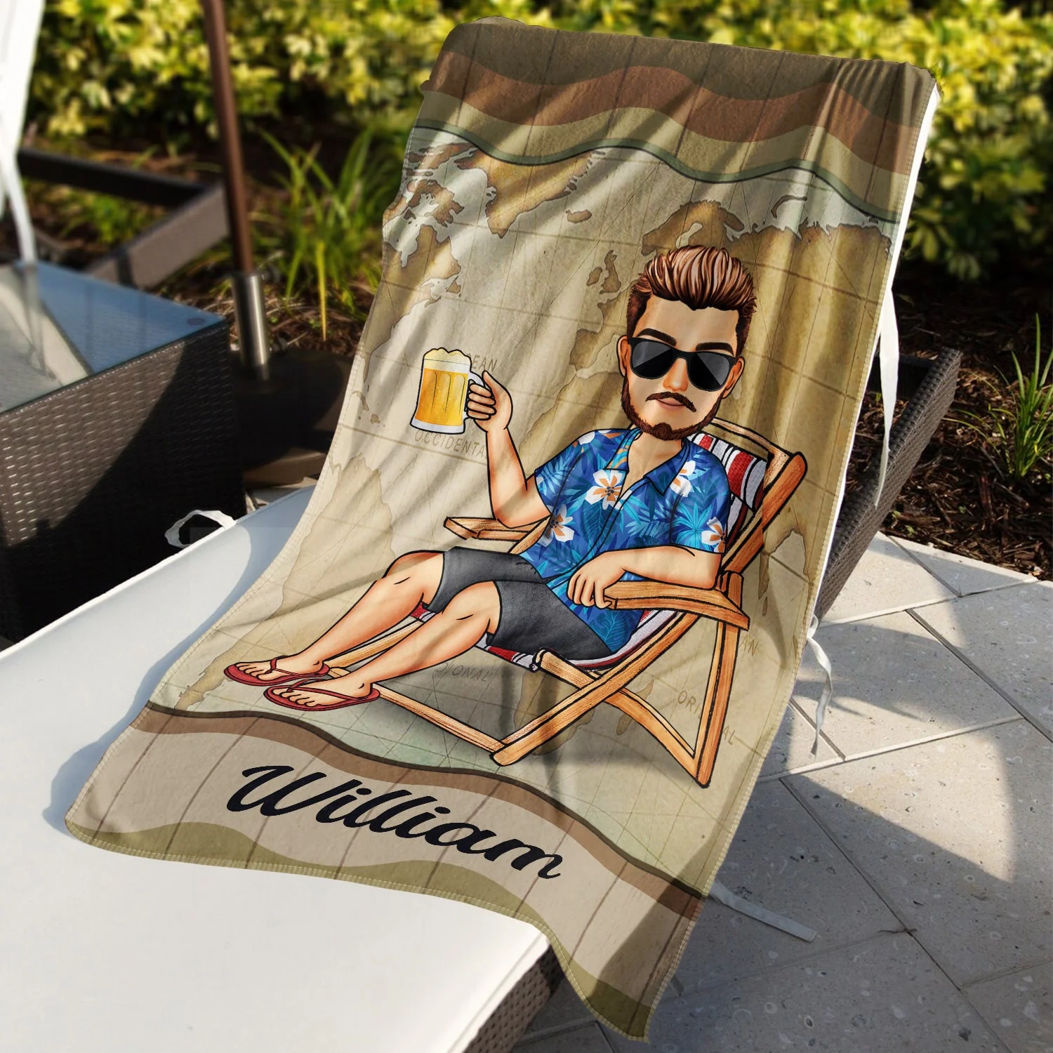 Traveling Beach Poolside Swimming Picnic Vacation Cartoon - Birthday, Funny Gift For Her, Him, Besties, Family - Personalized Custom Beach Towel - Image 3