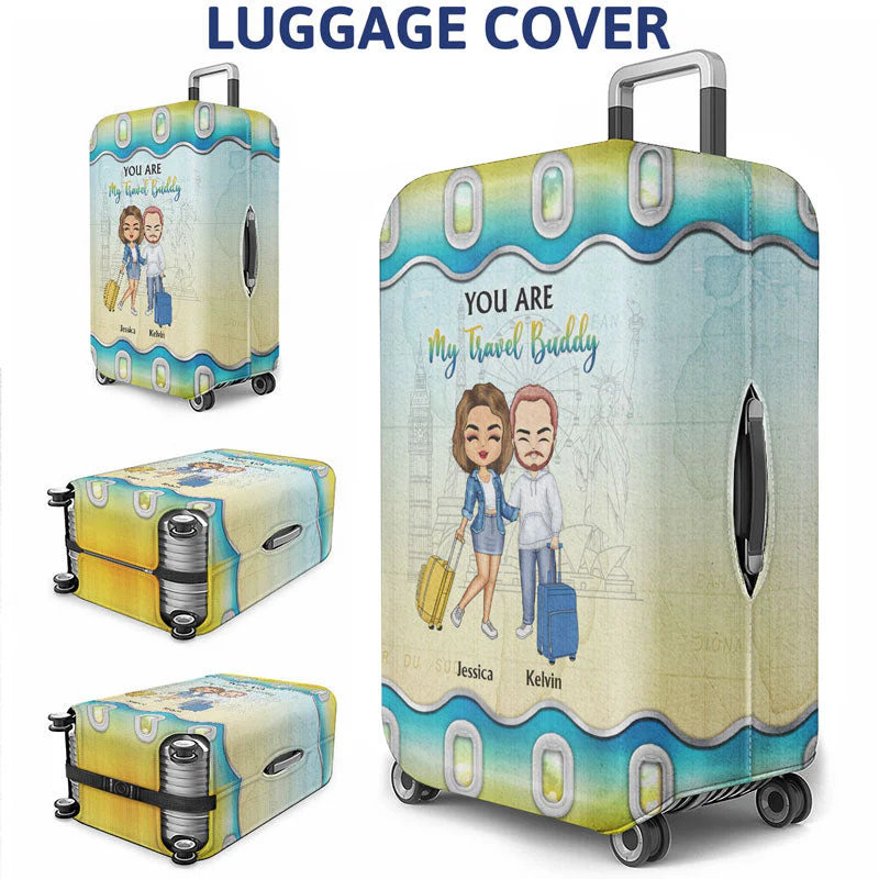 Traveling Best Friends Catch Flights Not Feelings - Gift For BFF, Sisters - Personalized Custom Luggage Cover - Image 3