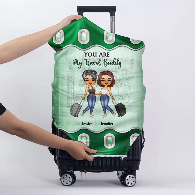 Traveling Best Friends Catch Flights Not Feelings - Gift For BFF, Sisters - Personalized Custom Luggage Cover - Image 5